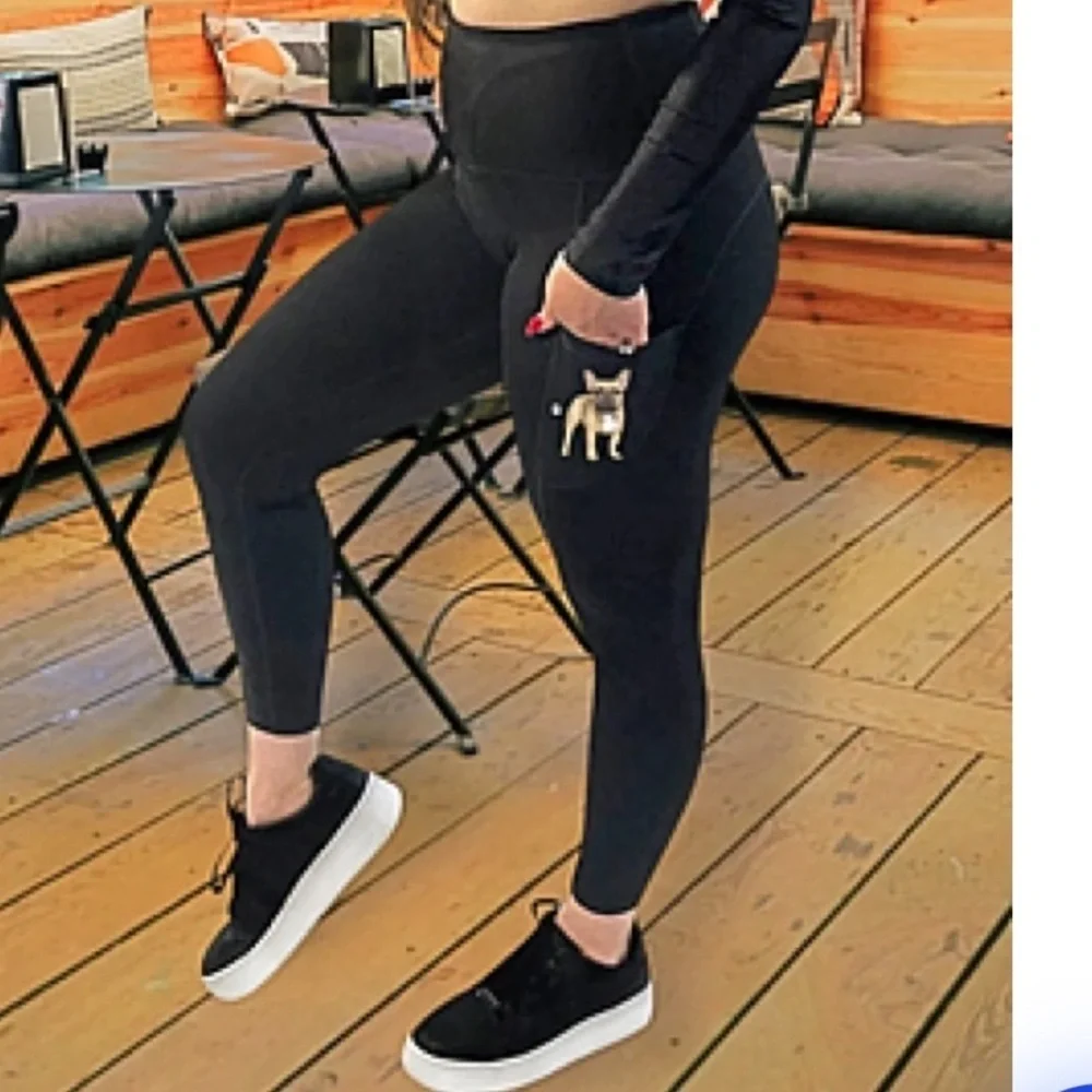 URBAN ATHLETICS Ladies L FRENCH BULLDOG High Rise Leggings With Pockets E&S PET